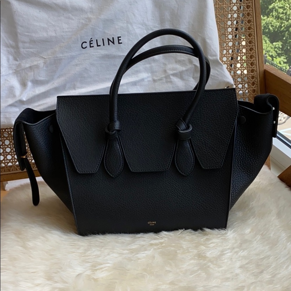 Celine black tie knot shopper tote